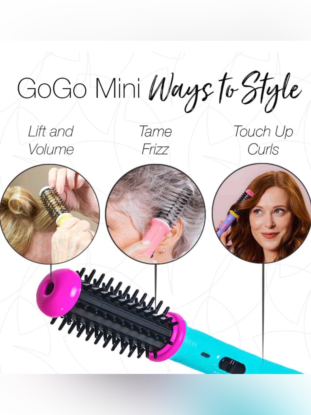 GGO Mini Purple on purple Round Hair Brush Hot Air Styler - Picture 4 of 9